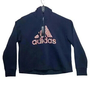 Adidas Badge of Sport 1X Black Polka Dot Graphic Fleece Sweatshirt Hoodie